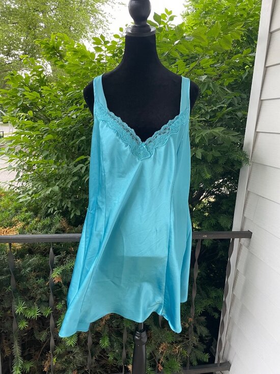 delicates Other - Vintage Y2K Blue Satin Slip Dress Cami Fairycore Plus Size 1X Coquette Lingerie